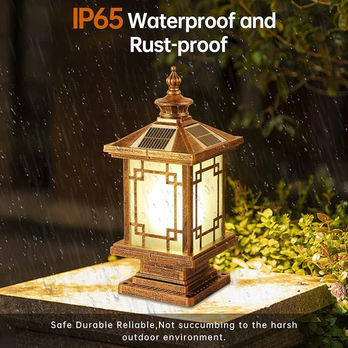 LED Solar Post Light Outdoor, Aluminum Fence Post Cap Lamp Remote Control - Image 4