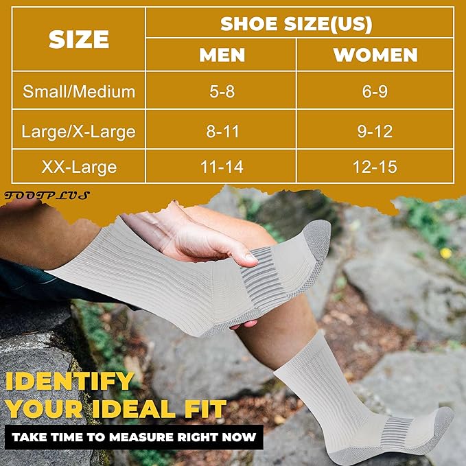 FOOTPLUS Hiking Copper Compression Socks, Unisex Cushioned Sole Arch Support - Image 3