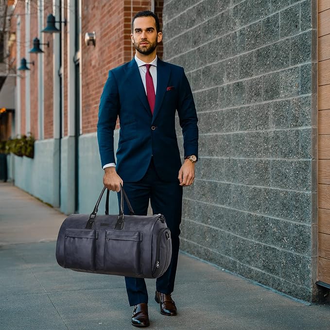 Leather Garment Bag for Travel, Modoker Carry On Suit Carrier Travel Bag - Image 6