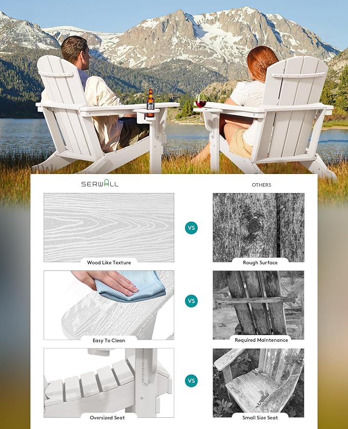 SERWALL Adirondack Chair with Cup Holders - Image 5