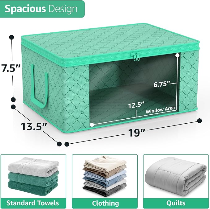 Sorbus Foldable Storage Bag Organizers, Large Clear Window & Carry Handles - Image 3