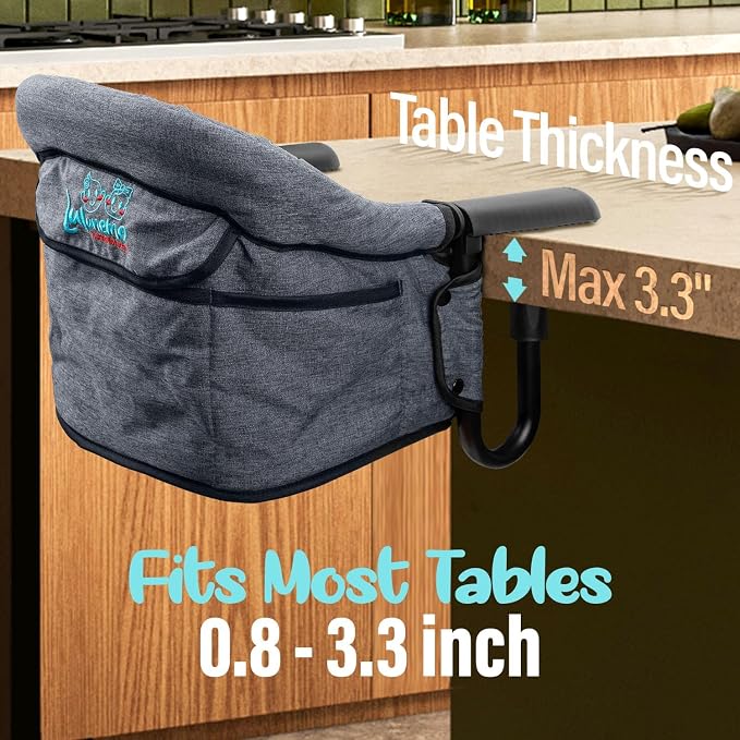 Hook On Chair with Removable Dining Tray, Portable Hook-On Chairs with Storage - Image 3