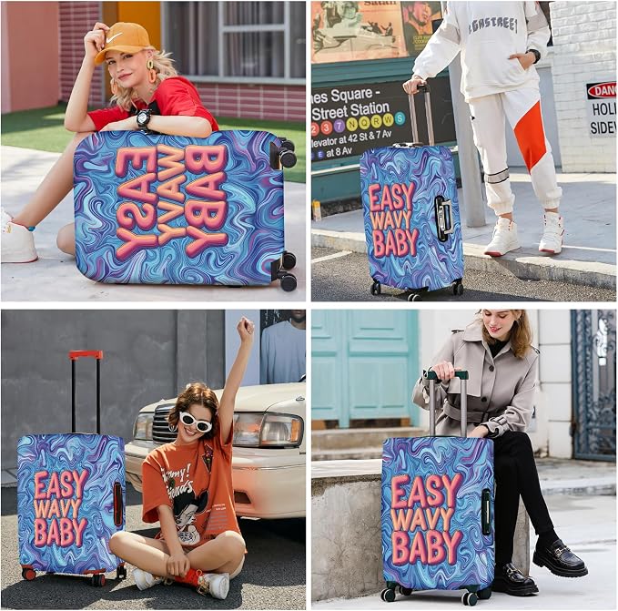 ANNA QUEEN Funny Psychedelic Wavy Luggage Cover, Colorful Suitcase Protector - Image 2