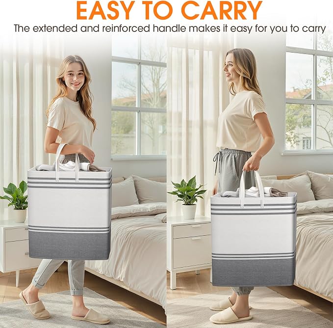 2 Pack Large Home Laundry Basket, Laundry Hamper, Freestanding Waterproof Dirty - Image 6