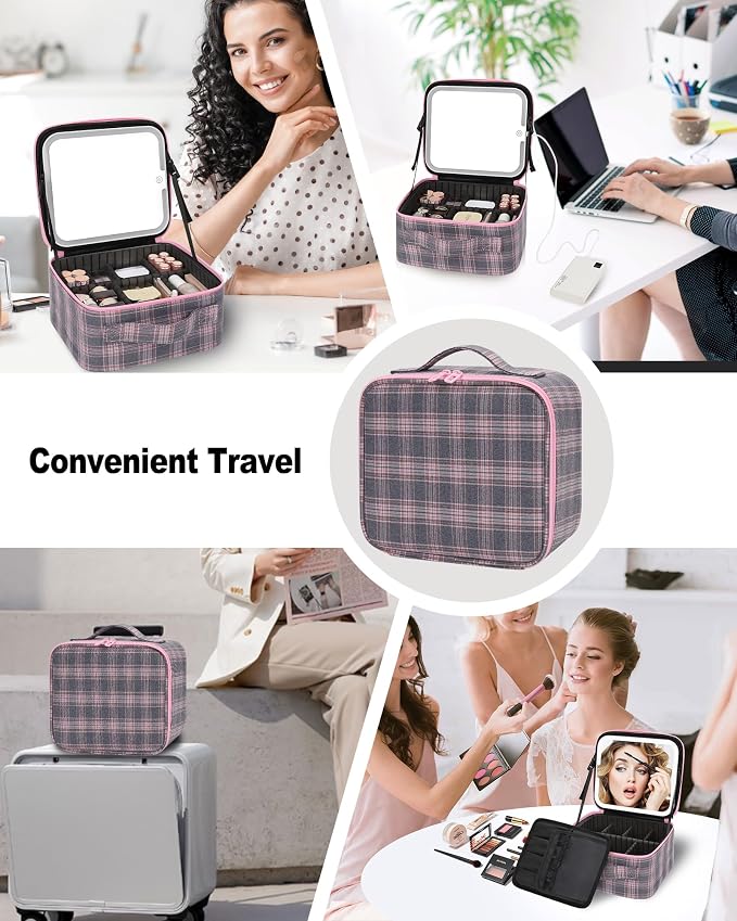 Makeup Bag With LED Mirror, Travel Makeup Case with Light up Mirror Large - Image 6
