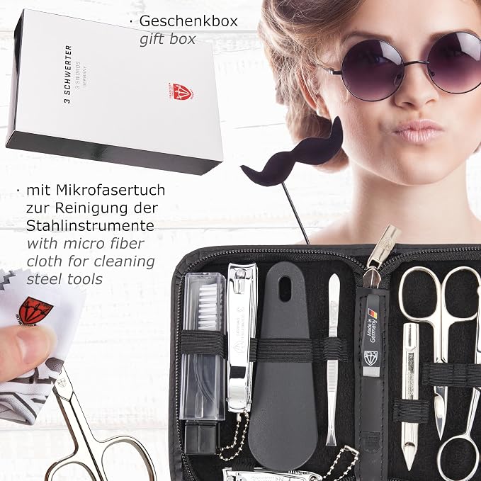 3 Swords Germany – brand quality 10 piece manicure pedicure grooming kit set - Image 6