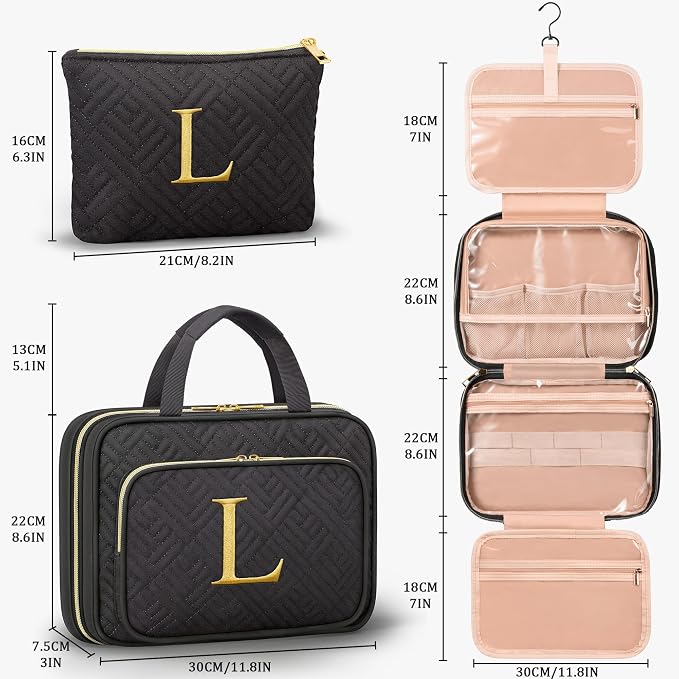 Personalized Gifts for Women, Initial Toiletry Bag Hanging Travel Organizer & - Image 2