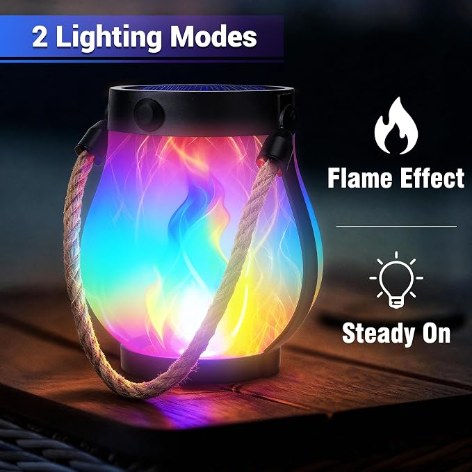 Halloween Solar Flame Lantern Hanging Outdoor Waterproof Purple - Image 3