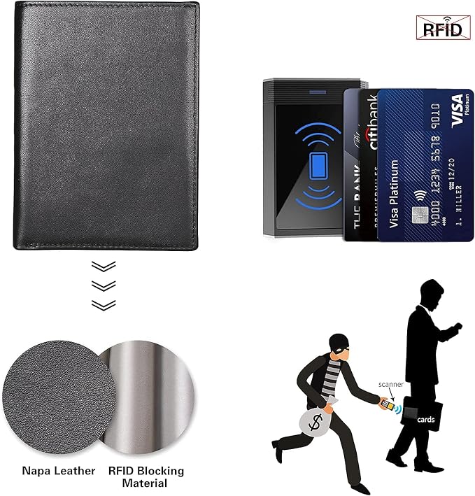 Polare RFID Blocking Napa Leather Passport Holder Travel Wallet - Image 6