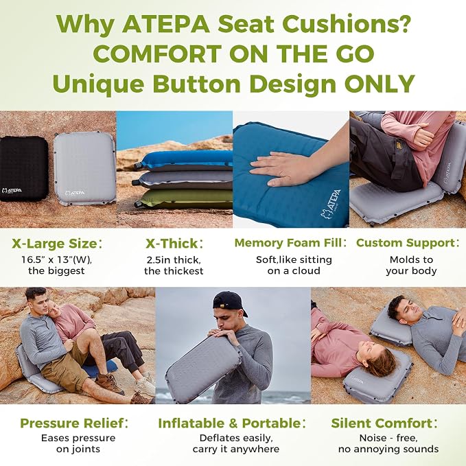 ATEPA Inflatable Stadium Seat Cushion, Self-Inflating Memory Foam Stadium Seats - Image 6