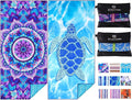 2 Pack Microfiber Oversized Lightweight Beach Towel 71"x32" XL Extra Large Thin by Qinqinamu