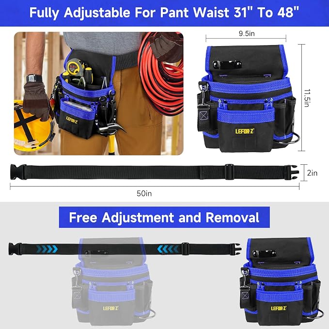 Tool Belt, Magnetic Tool Pouch, 14-Pockets Tool Belts - Image 2