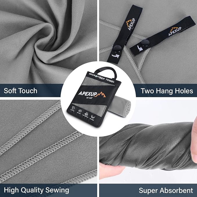 APEXUP Microfiber Travel Towel, Ultra Absorbent Quick Dry Towels, Lightweight - Image 2