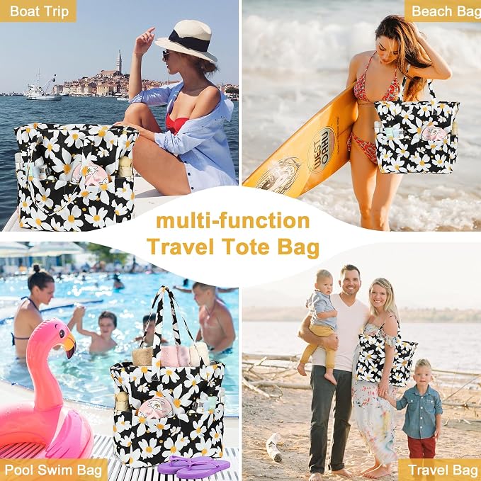 LEDAOU Beach Bag Waterproof Sandproof Women Tote Bag Pool Bag - Image 5