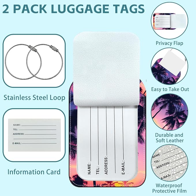 Palm Tree and Sunset Luggage Tag - Image 2