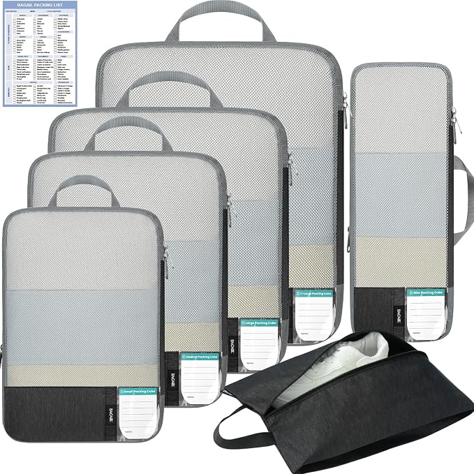 BAGAIL 6 Set/4 Set Lightweight Compression Packing Cubes by BAGAIL