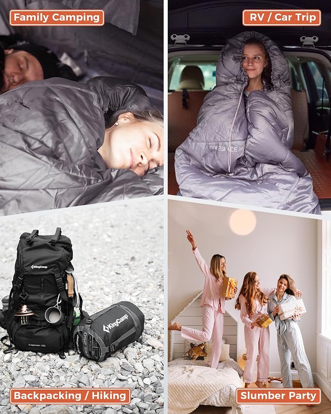 KingCamp Sleeping Bag for Adults, Cold Weather & Warm Extra Wide Big & Tall XL - Image 8