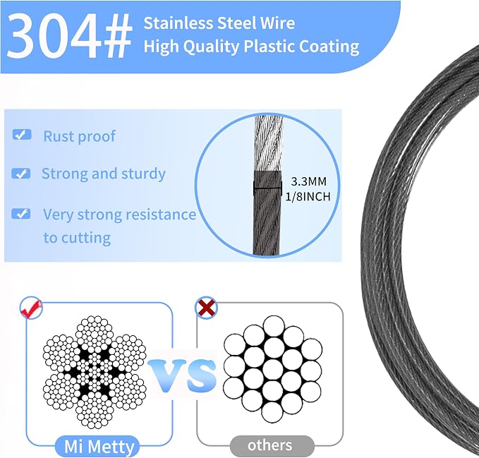 3.3mm Outdoor Travel Stainless Steel Security Cable-6ft Luggage Lock Safety - Image 2