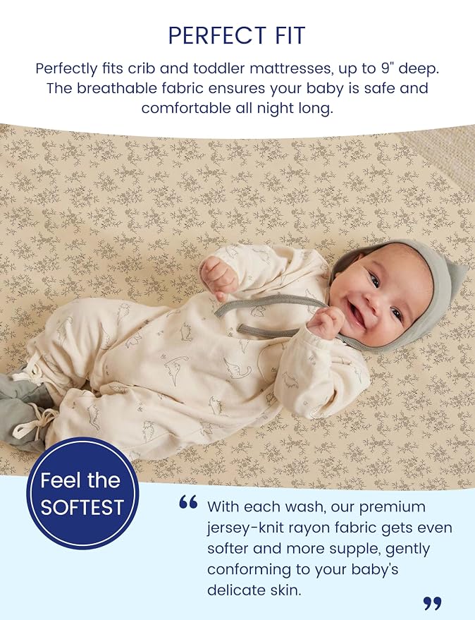 TotAha Crib Sheets for Boy Girl, Premium Soft Fitted Crib Mattress Sheet - Image 2