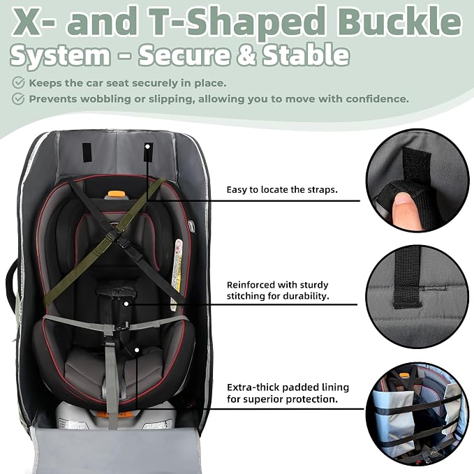 Padded Car Seat Travel Bag for Airplane – Waterproof Heavy Duty Carseat - Image 3