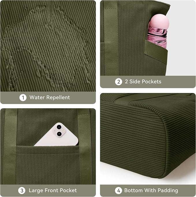 Tote Bag for Women with Zipper, Travel Tote Bags with Compartments Large - Image 6