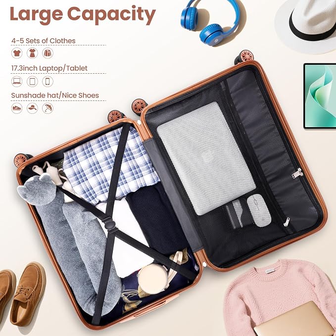 Hoteel 6 Piece Luggage Set Carry on ABS+PC Hard Shell Suitcase - Image 6