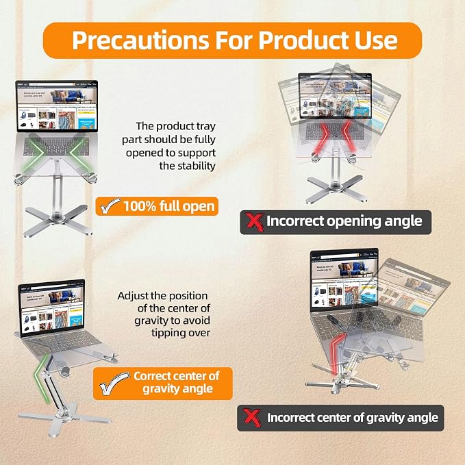 Laptop Stand with 360 Rotating Base, Computer Notebook Laptop Riser Metal Holder - Image 6