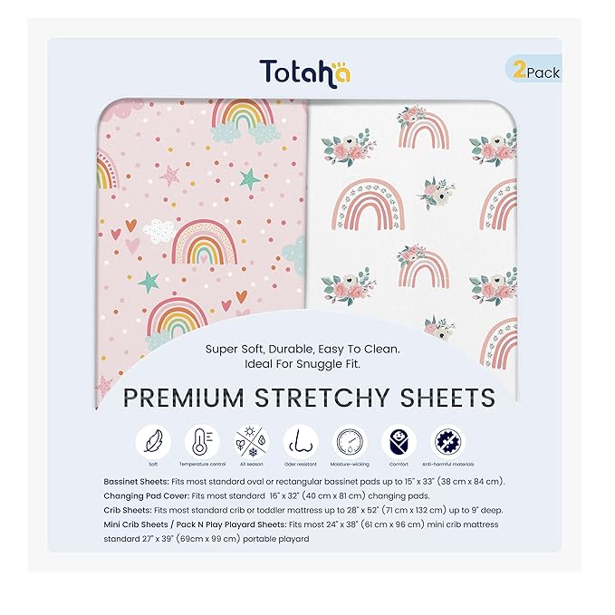 TotAha Premium Soft Pack n Play Sheets, Super Stretchy Jersey Knit Mini Crib by TotAha%7CUnitedStates