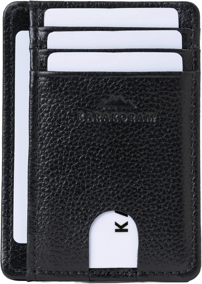 KARAKORAM Vertical Handcrafted Premium Leather Front Pocket Credit Card Holder by KARAKORAM