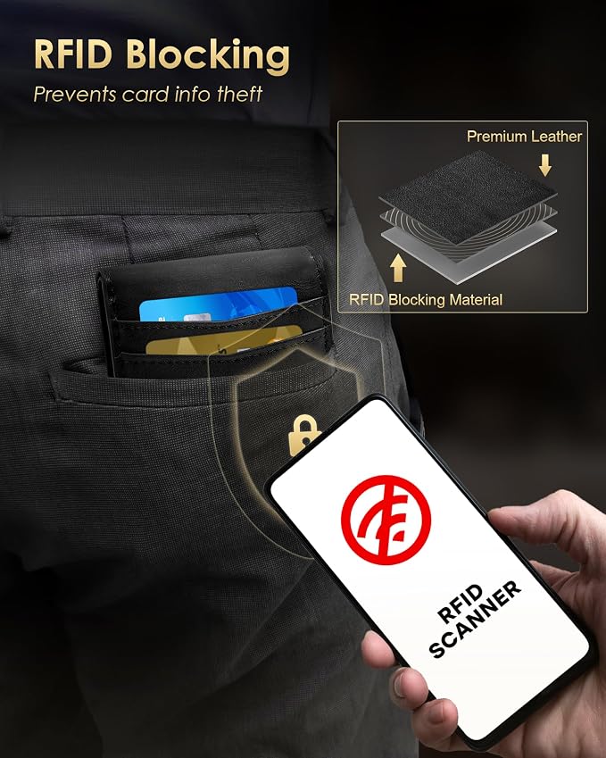 Wallet for Men - RFID Blocking Bifold Slim Minimalist Credit Card Holder Pop Up - Image 4