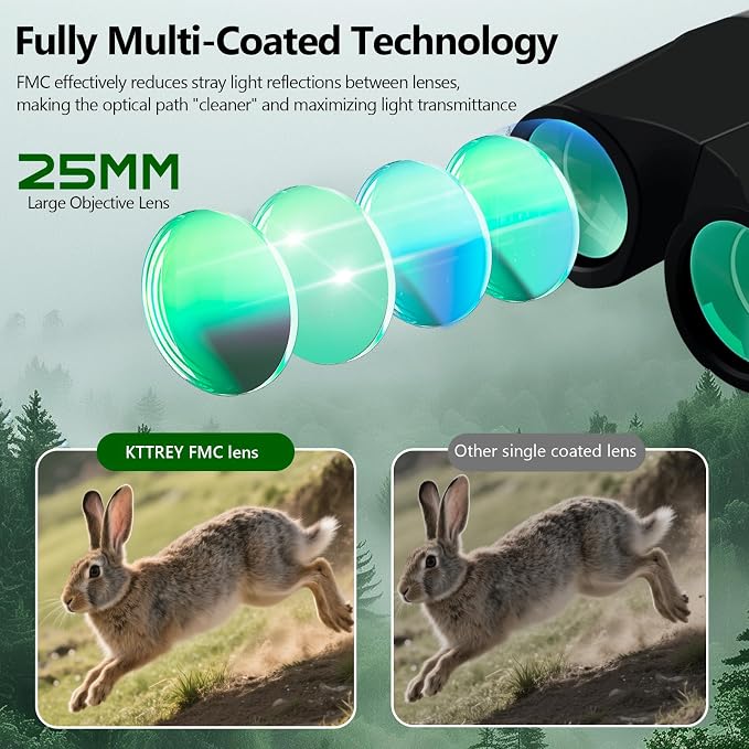 10x25 Compact Binoculars for Adults and Kids, Small High Powered Binoculars - Image 3