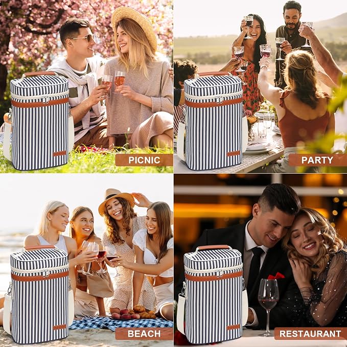 2 Bottle Wine Bag Wine Cooler Carrier Wine Gift Tote Bag, Leakproof & Insulated - Image 7