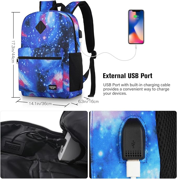 Unisex School Backpack, Casual Bookbag Adults and Teens Schoolbag - Image 6