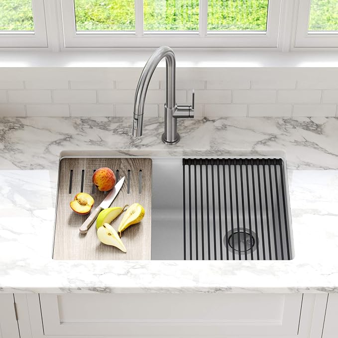 KRAUS Bellucci 30” in. Undermount Workstation Granite Kitchen Sink in White - Image 2