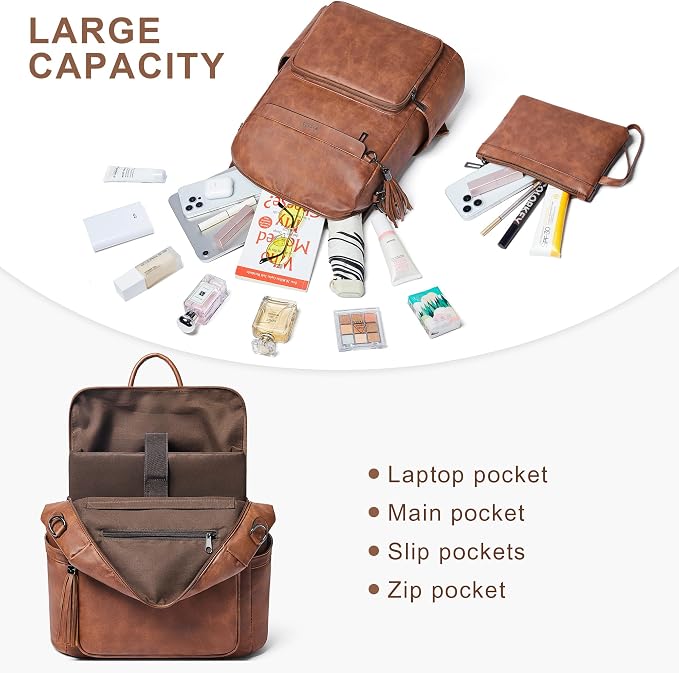 Shrrie Vegan Leather Laptop Backpack - Image 3