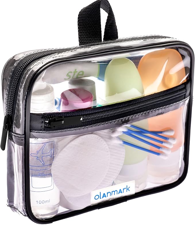 TSA Approved Toiletry Bag 3-1-1 Clear Travel Cosmetic Bag by Olanmark