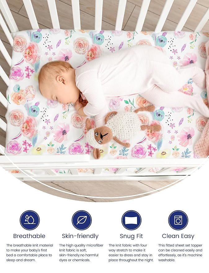 TotAha Premium Stretchy Crib Sheets-Hypoallergenic, Silky Comfort, Buttery Soft - Image 2