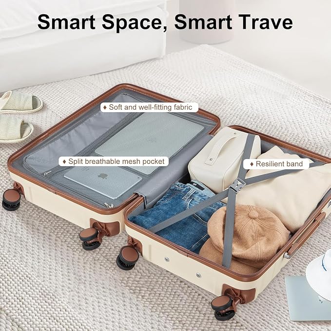 Carry On Luggage 3 Piece Lightweight Travel Luggage Set, YKK Zippers Expandable - Image 7