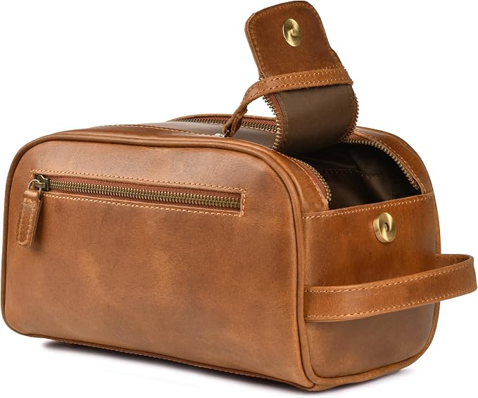 LEATHER VILLAGE Premium Leather Toiletry Travel Pouch - Image 9