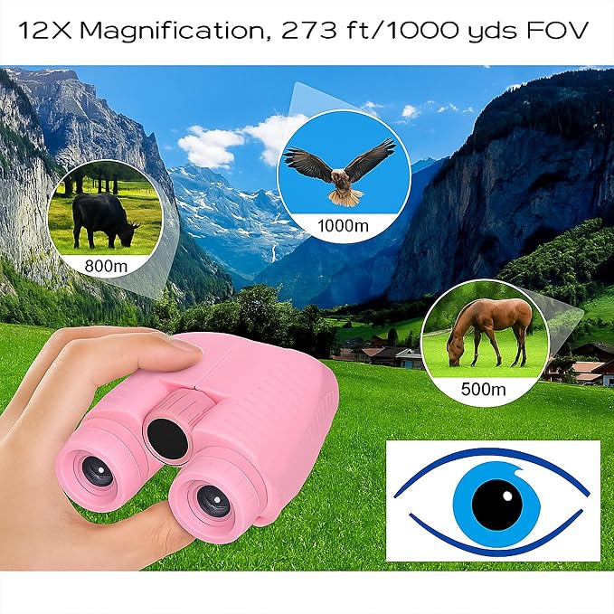 12x25 Compact Binoculars for Adults & Kids, High Powered Lightweight Waterproof - Image 3