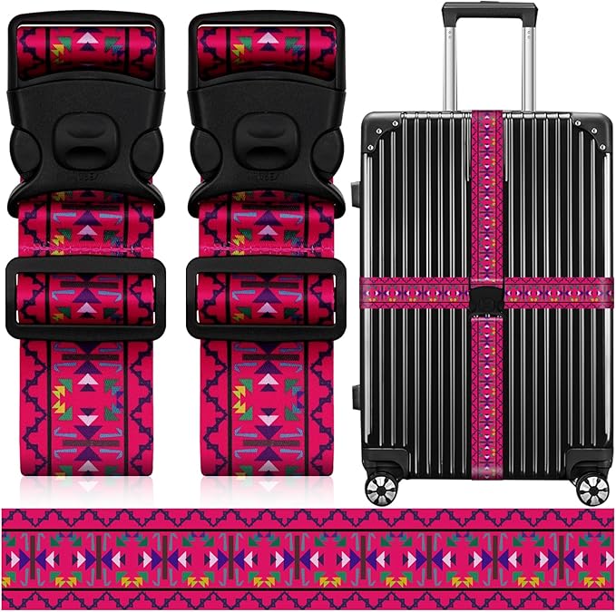 2 Pack Luggage Straps for Suitcases, Adjustable Travel Belt by ZHOMA