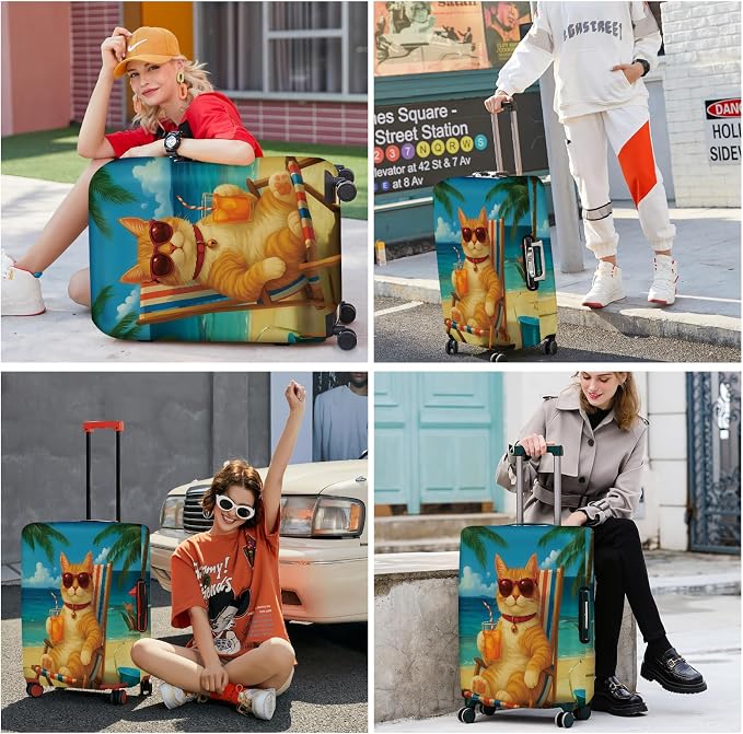 ANNA QUEEN Summer Cat Luggage Cover, Cat in Sunglasses - Image 7
