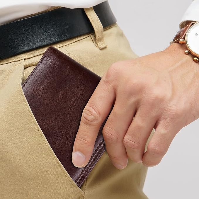 VISOUL Men's Leather RFID Blocking Wallet Extra Capacity, Bifold Security Wallet - Image 7