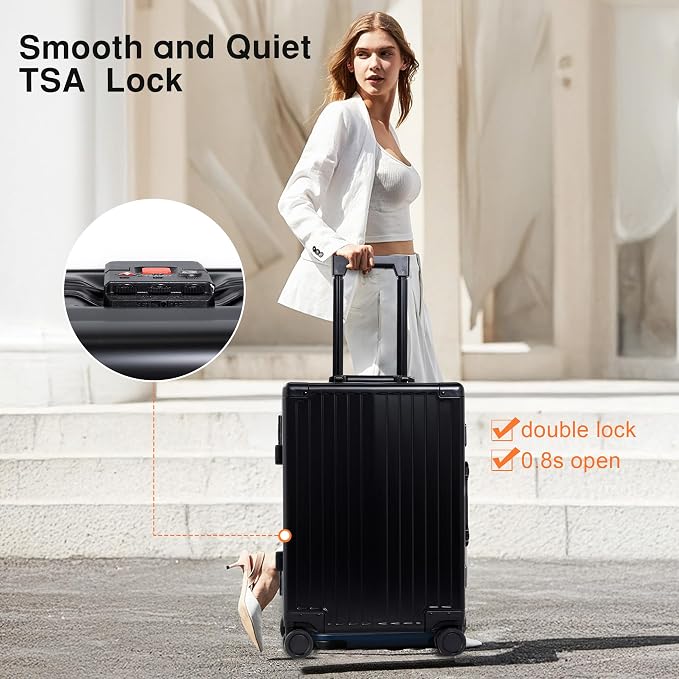 All Aluminum 24 Inch Check In Luggage Hard Shell Suitcases - Image 2