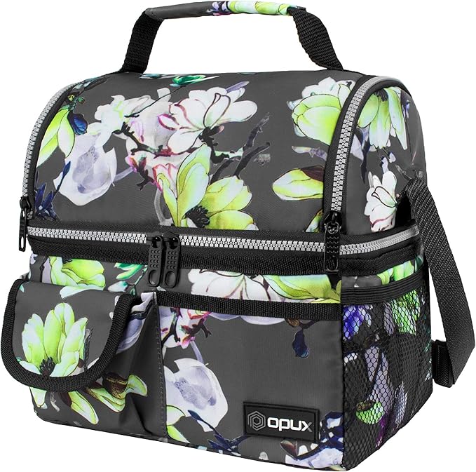opux Lunch Bag Women Insulated, Adult Lunch Box Cooler, Flower Lunch Box by OPUX