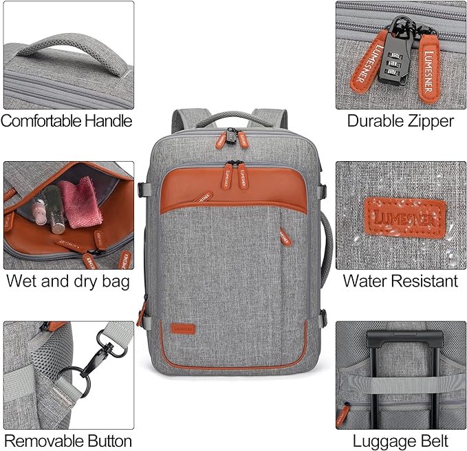 Carry on Travel Backpacks, Extra Large 40L Flight Approved Bag - Image 6