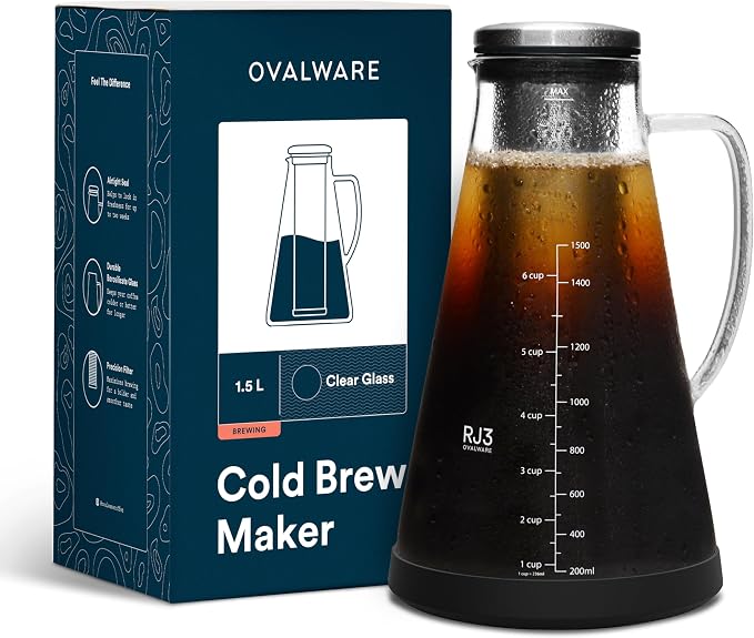 OVALWARE Airtight Cold Brew Iced Coffee Maker Pitcher by Ovalware