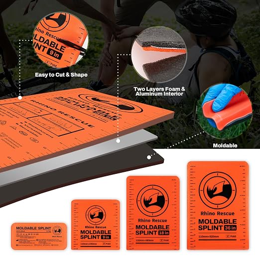 RHINO RESCUE First Aid Splint 36" X 4.3" Orange-Gray, Keep Bones in Position - Image 6