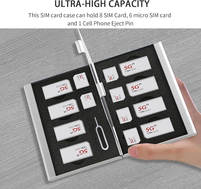 Aluminum SIM Card Case, 15Slots Ultrathin SIM Card Holder, Fit - Image 2