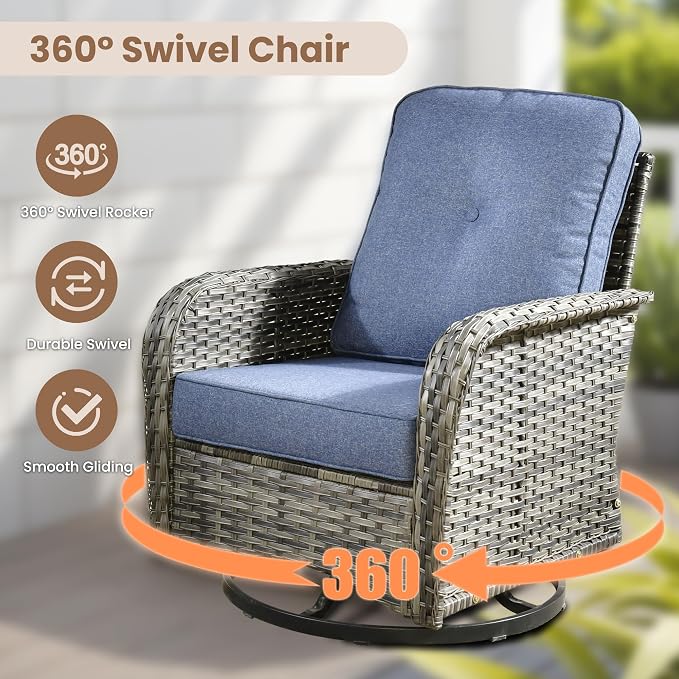 HOOOWOOO Patio Furniture Set, 3 Pieces Outdoor Conversation Set, All Weather - Image 2